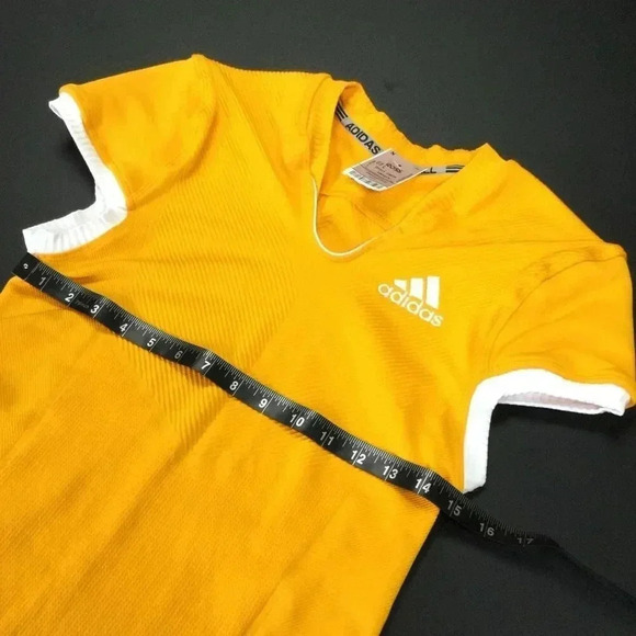 NWT Adidas Mens Yellow Cap Sleeve Slim Football Jersey Top Size Large - Picture 3 of 9